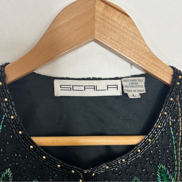 Vintage Scala Silk Beaded Sequin Floral Jacket Size Large NWT - Picture 3 of 14
